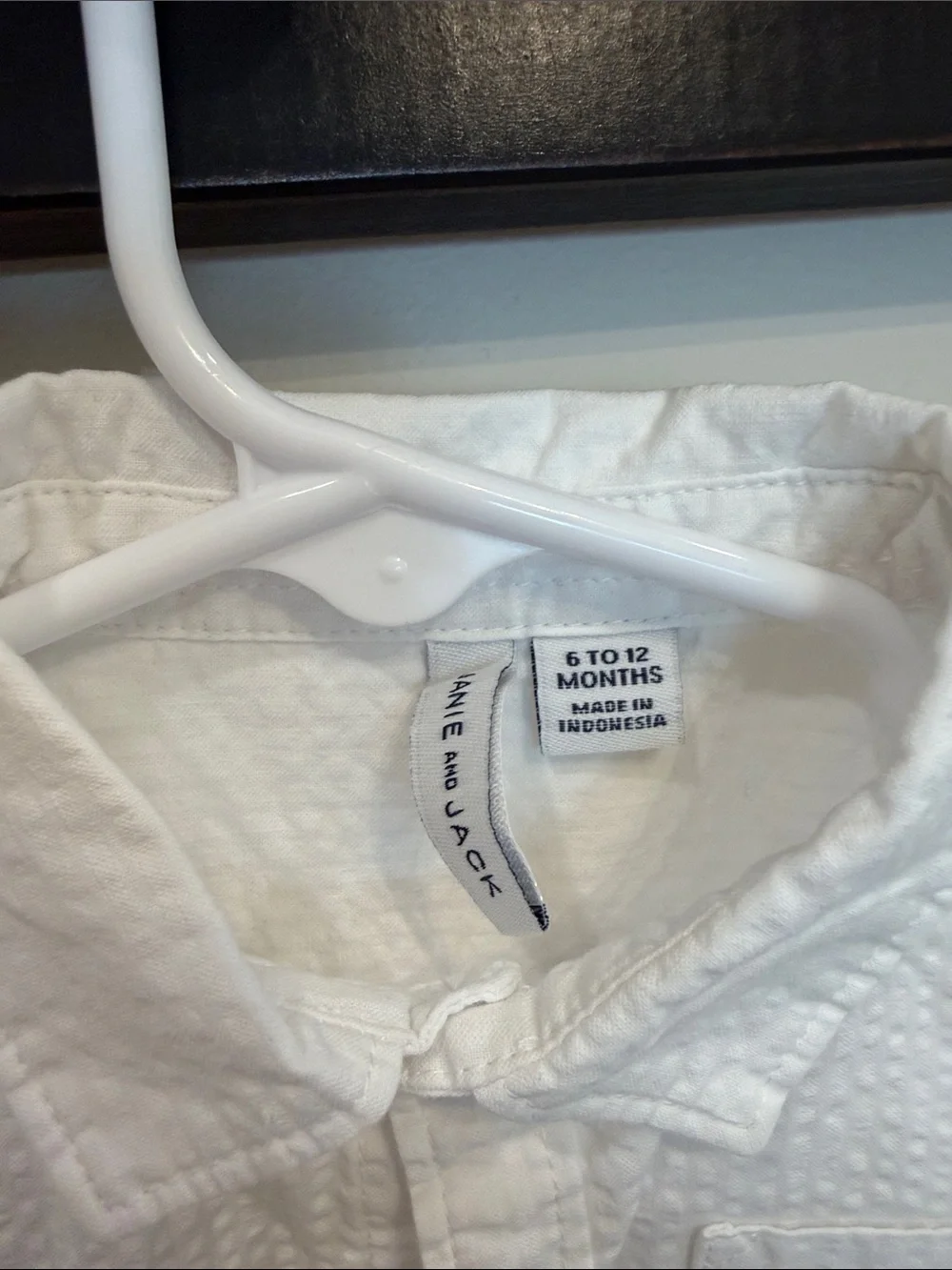 Janie and Jack White Textured Cotton Collared Baby One-Piece